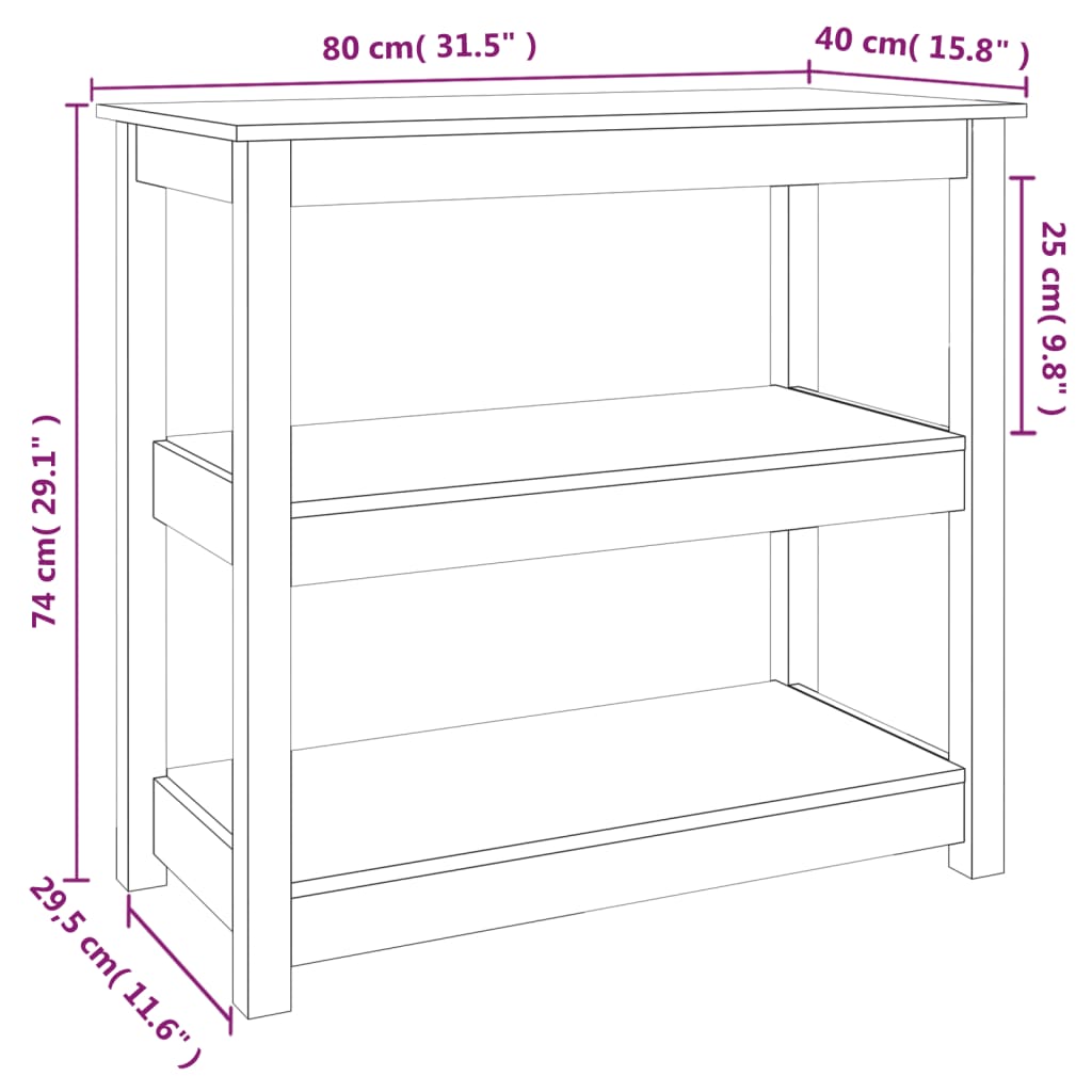 Console table, white, 80x40x74cm, solid pine