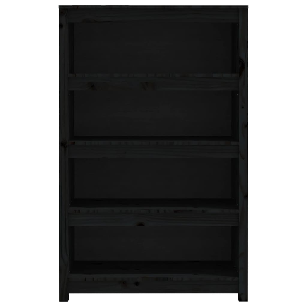 Grāmatu plaukts, melns, 80x35x126cm, priedes masīvkoks