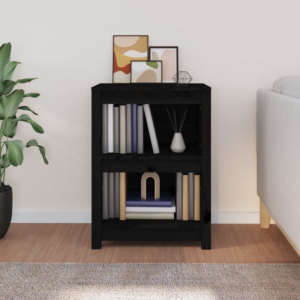 Bookcase, black, 50x35x68cm, solid pine wood