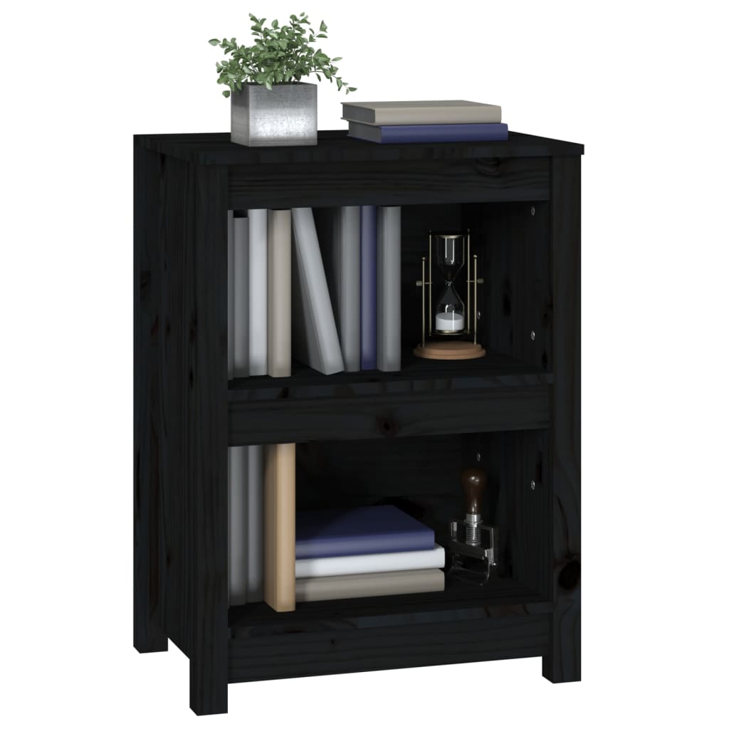 Bookcase, black, 50x35x68cm, solid pine wood