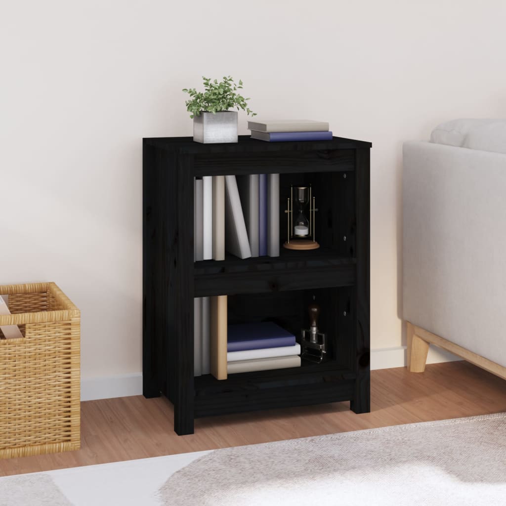 Bookcase, black, 50x35x68cm, solid pine wood