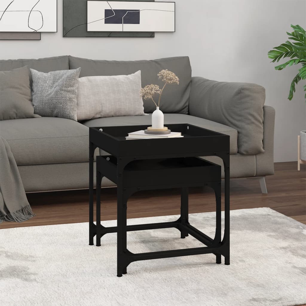 Side tables, 2 pcs., black, engineered wood