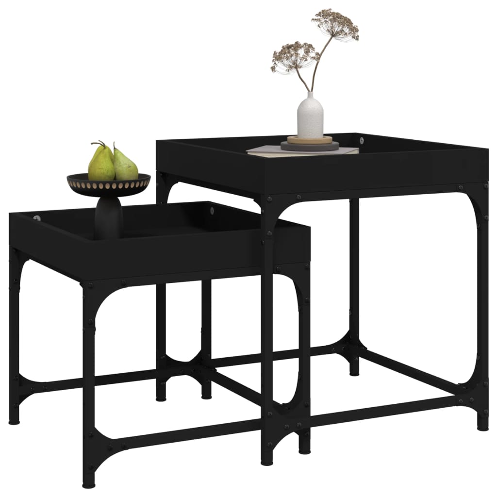 Side tables, 2 pcs., black, engineered wood