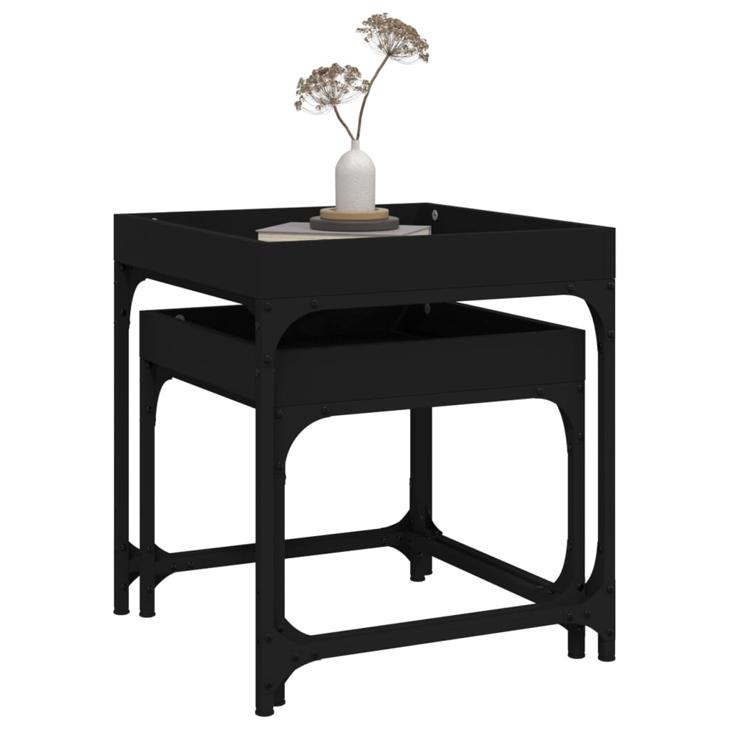 Side tables, 2 pcs., black, engineered wood
