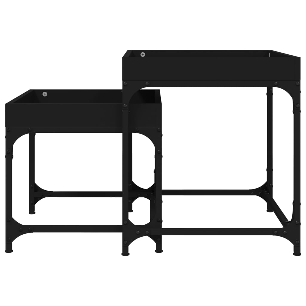 Side tables, 2 pcs., black, engineered wood