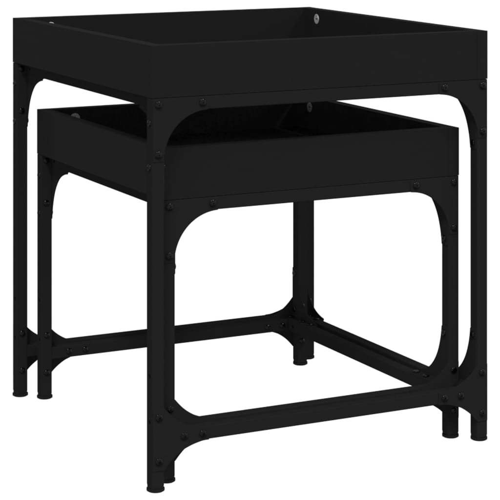 Side tables, 2 pcs., black, engineered wood