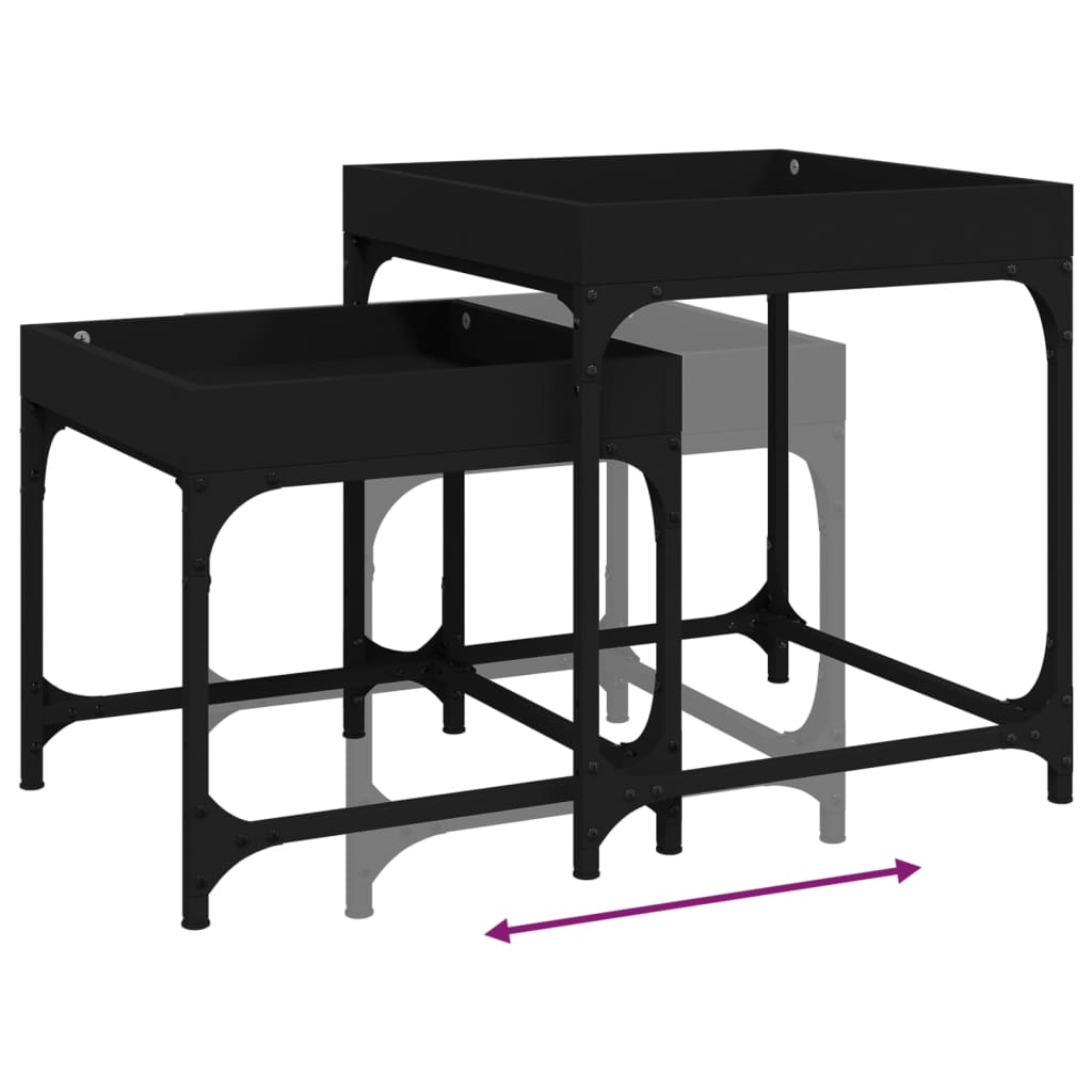Side tables, 2 pcs., black, engineered wood