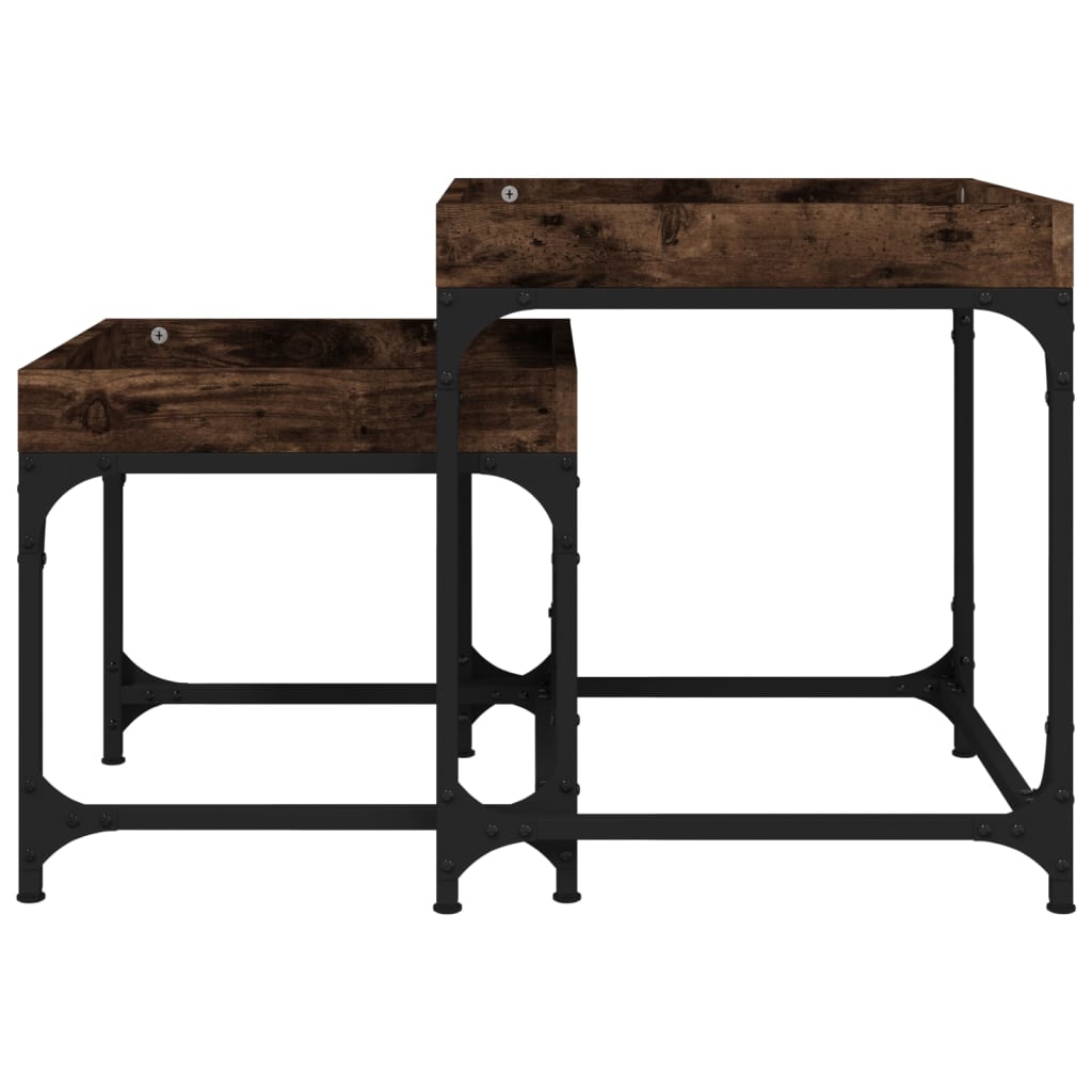 Side tables, 2 pcs., smoked oak, engineered wood
