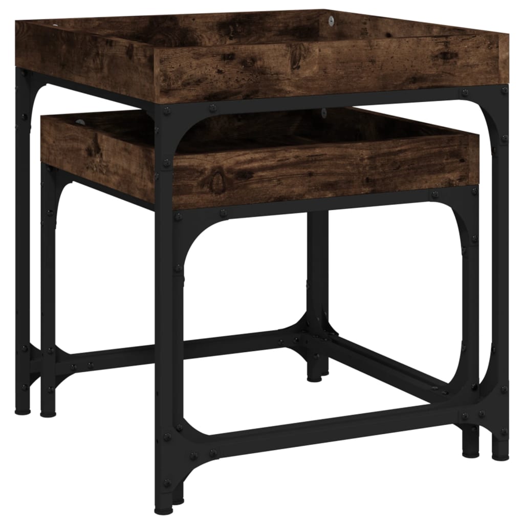 Side tables, 2 pcs., smoked oak, engineered wood