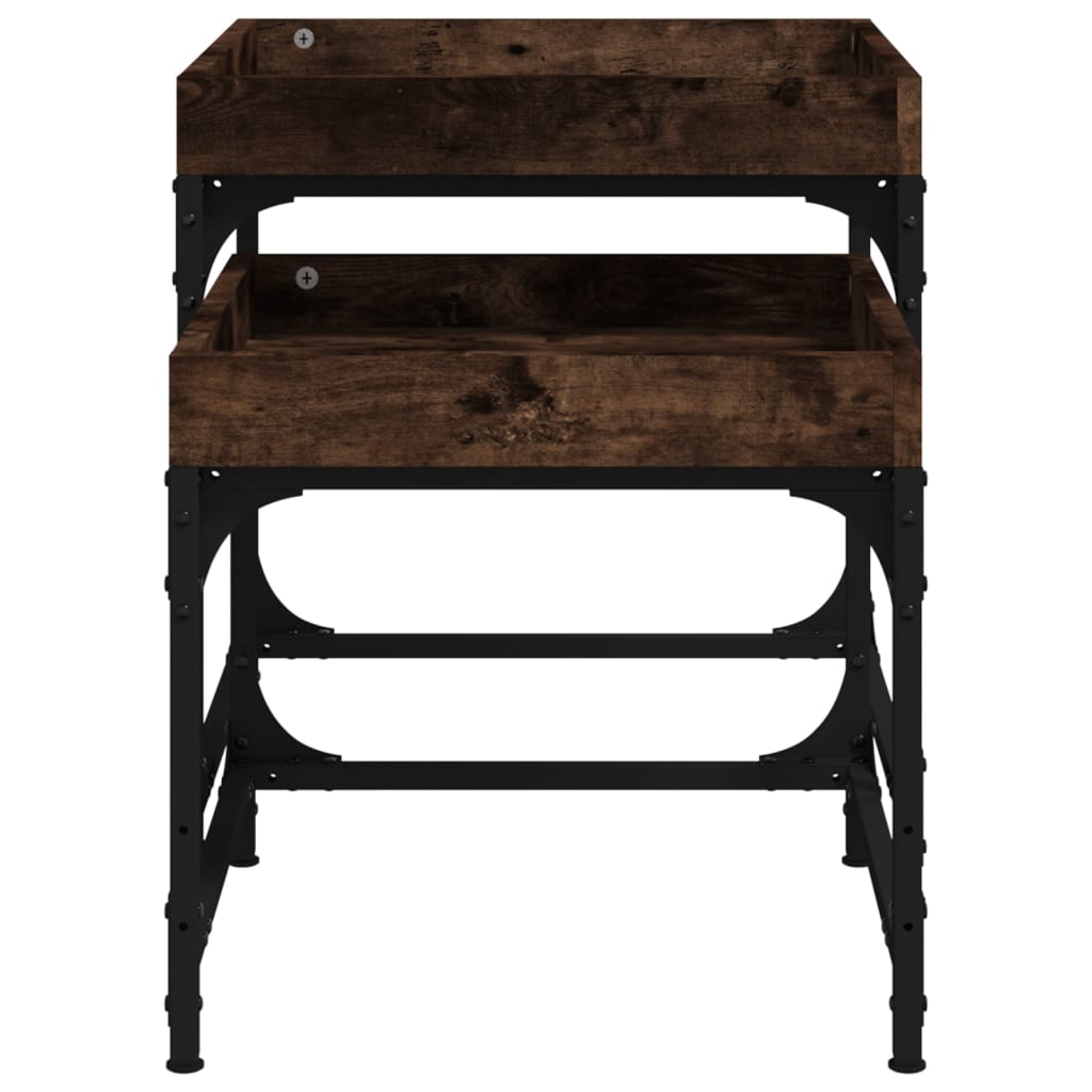 Side tables, 2 pcs., smoked oak, engineered wood