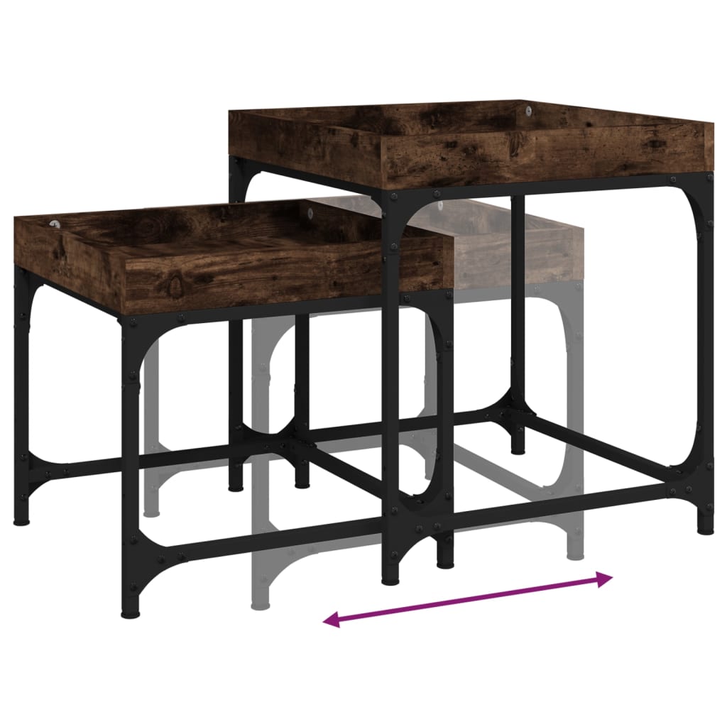 Side tables, 2 pcs., smoked oak, engineered wood