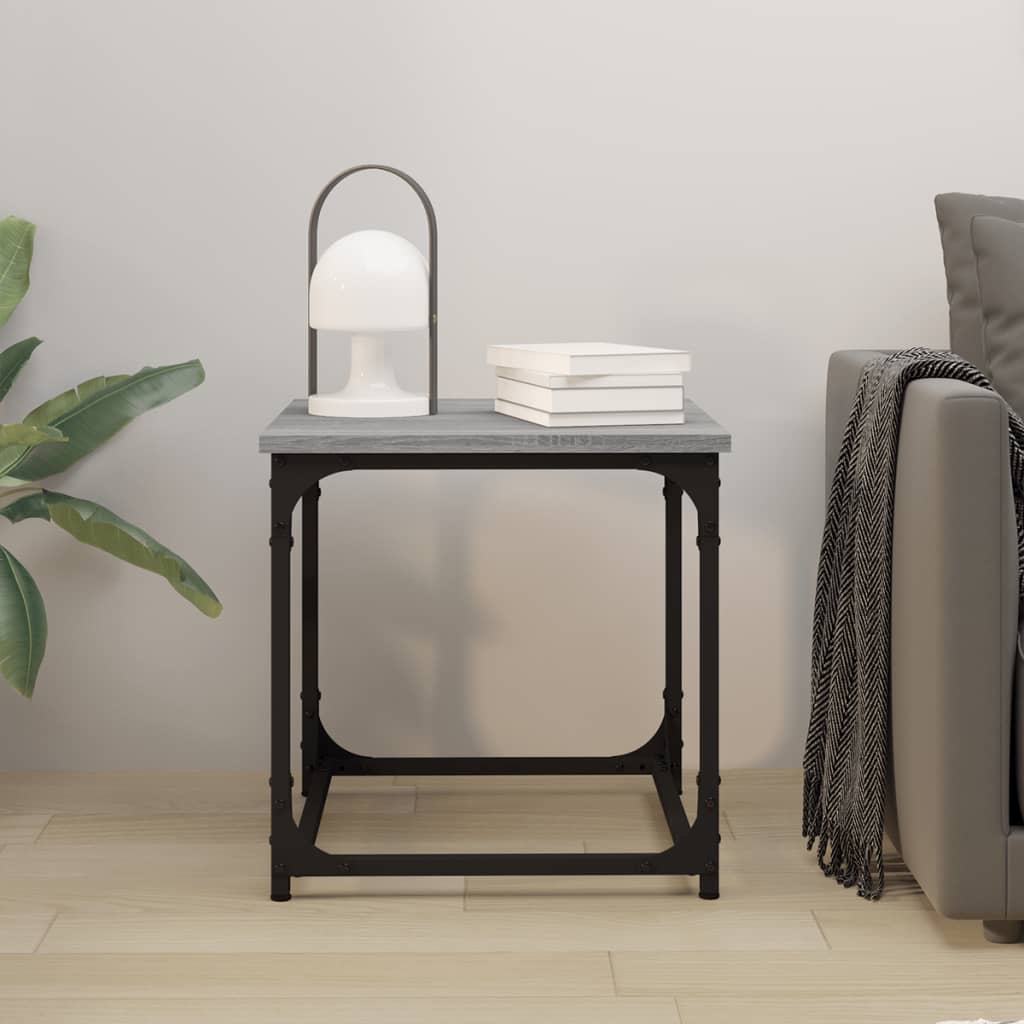 Side table, gray oak, 40x40x40cm, engineered wood