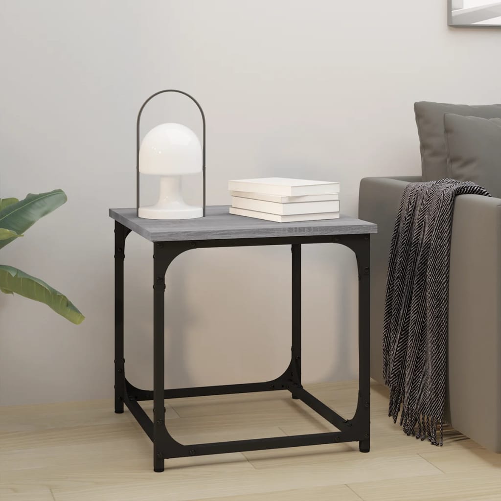 Side table, gray oak, 40x40x40cm, engineered wood