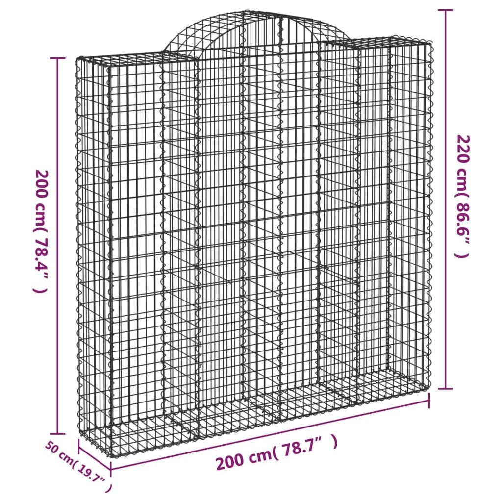 Išlenkti gabiono krepšiai, 12vnt., 200x50x200/220cm, geležis