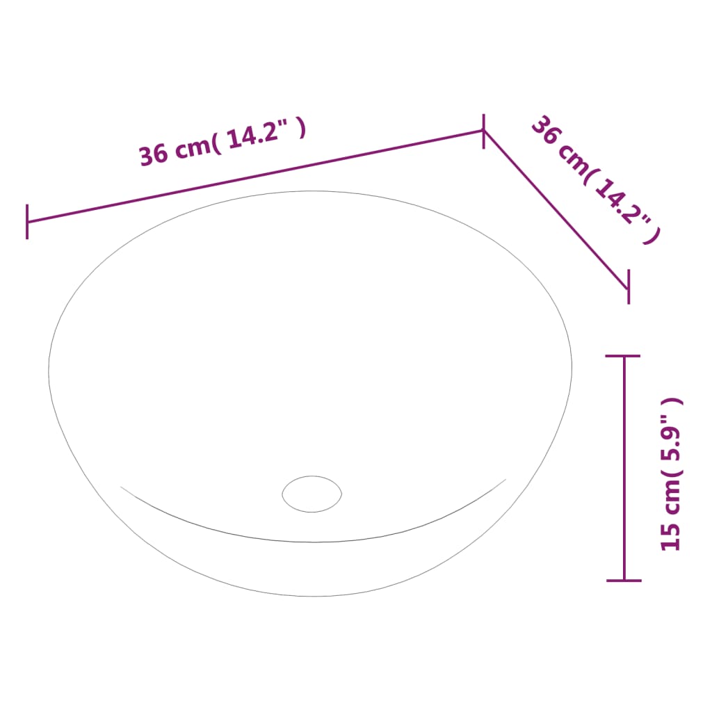 Sink, white, 36x15cm, ceramic, round