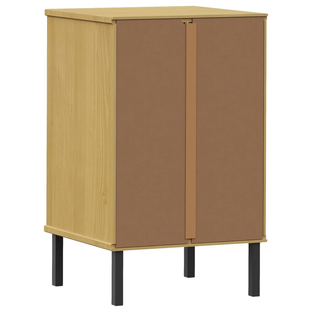 Bedside table with legs, brown, solid pine, OSLO
