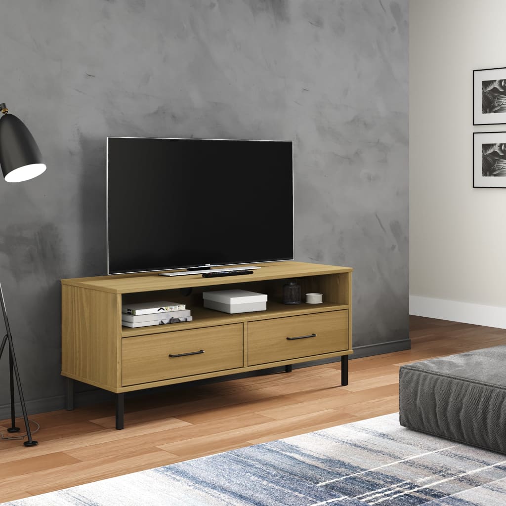 TV skapītis ar kājām, brūns, priedes masīvkoks, OSLO