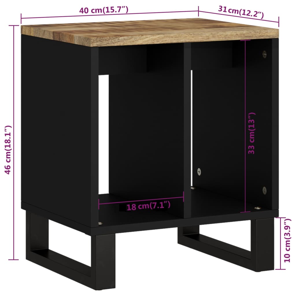 Side table, 40x31x46cm, solid mango wood/engineered wood