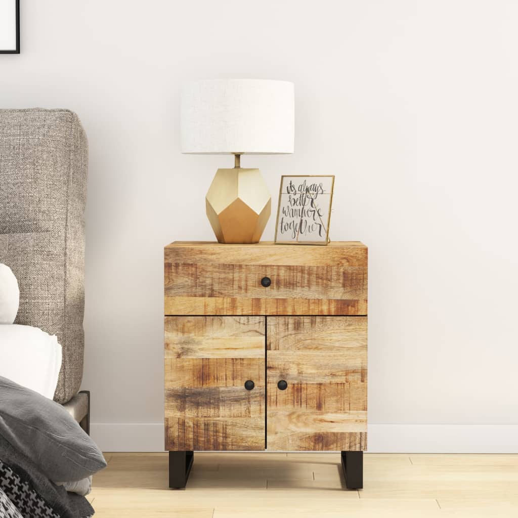 Nightstand, 50x33x60cm, solid mango wood and engineered wood