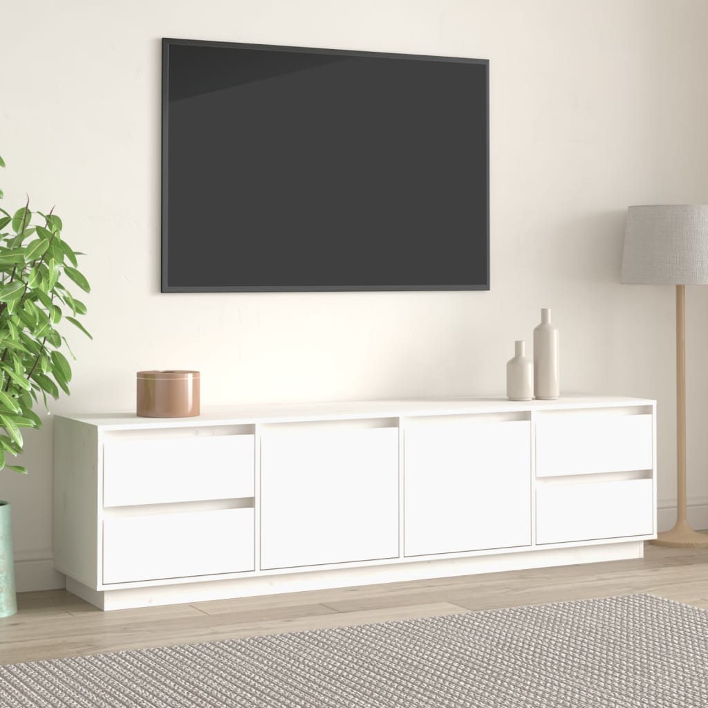 Televizora skapītis, balts, 176x37x47,5cm, priedes masīvkoks