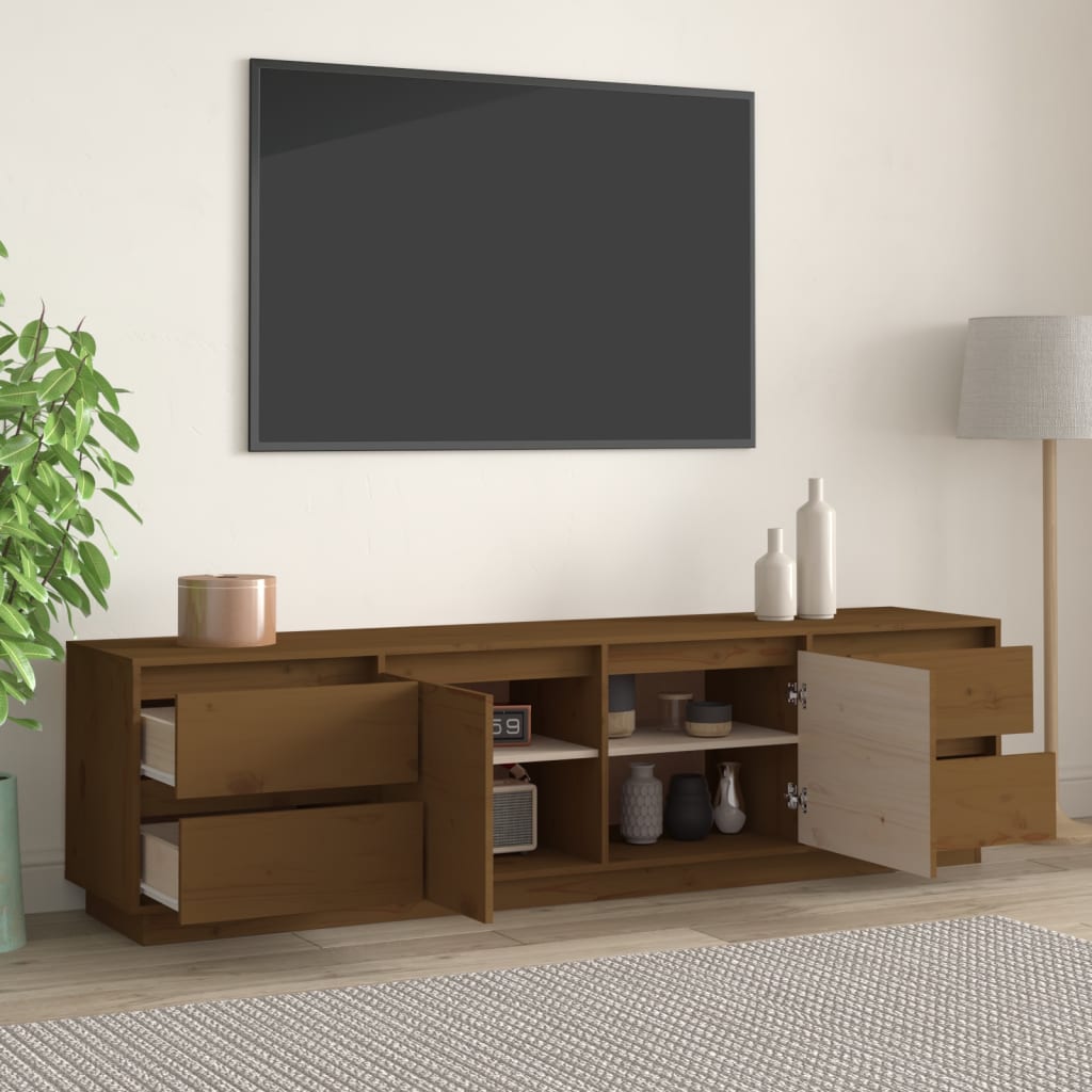 TV skapītis, medus brūns, 176x37x47,5cm, priede
