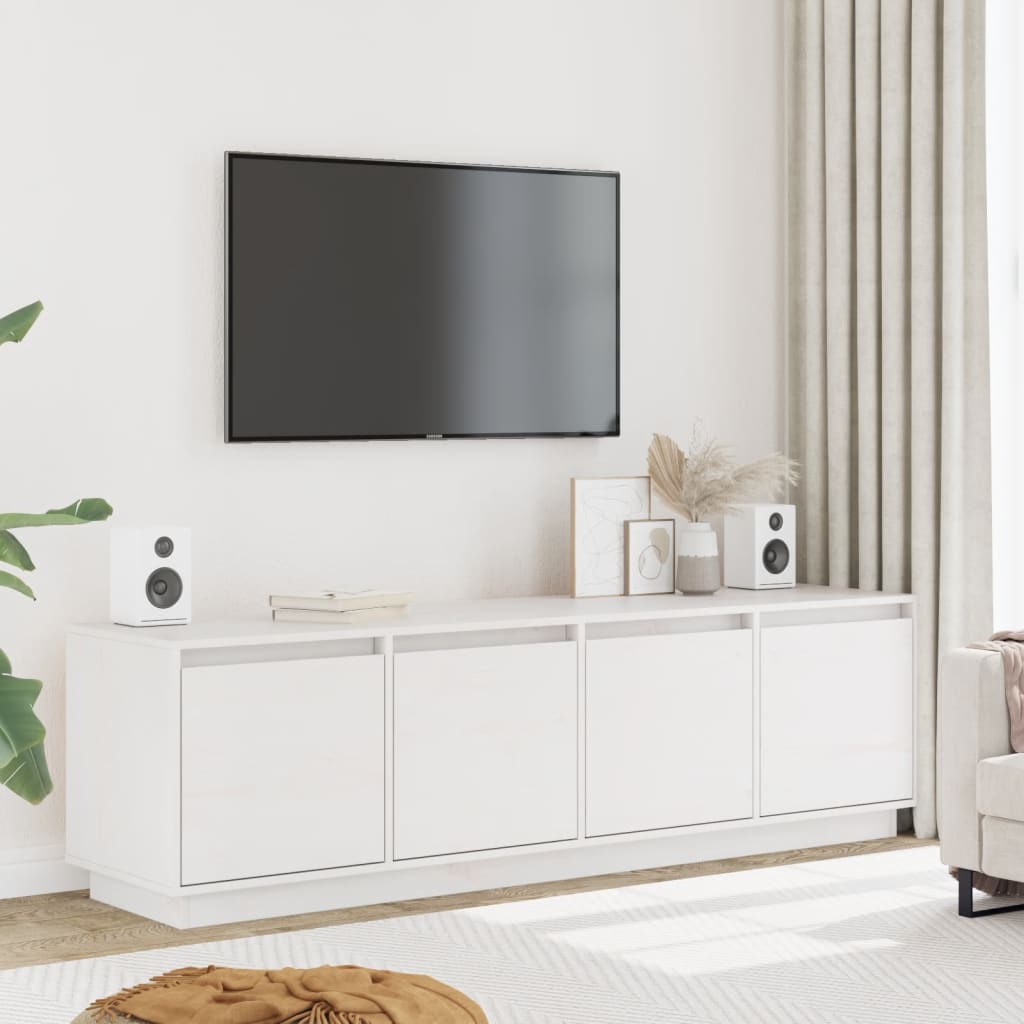 TV skapītis, balts, 156x37x45cm, priedes masīvkoks
