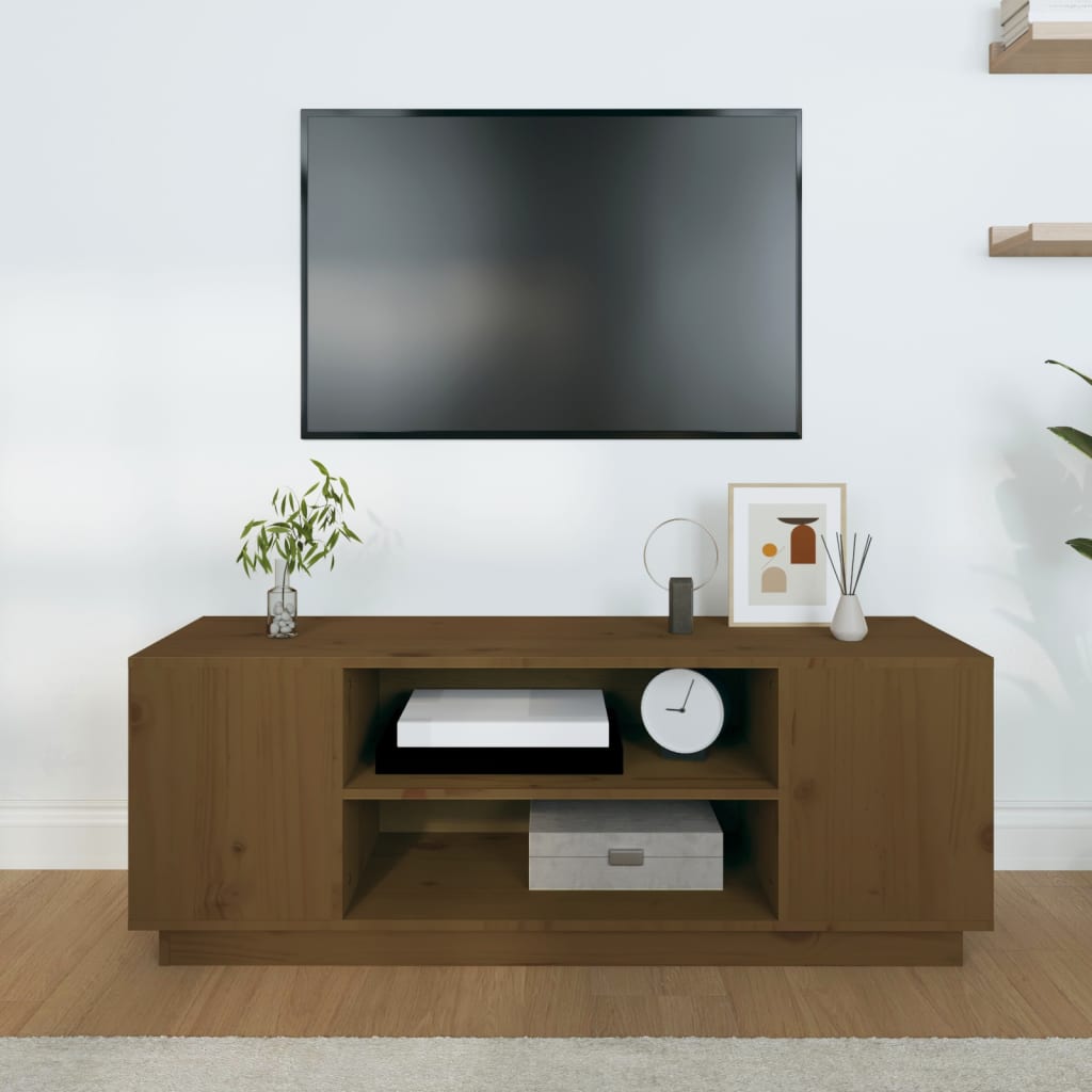 TV cabinet, honey brown, 110x35x40.5cm, pine
