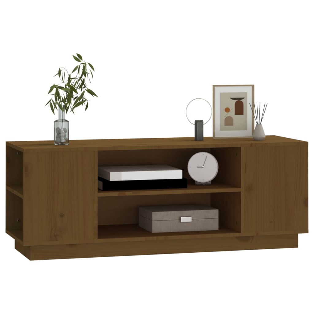 TV cabinet, honey brown, 110x35x40.5cm, pine