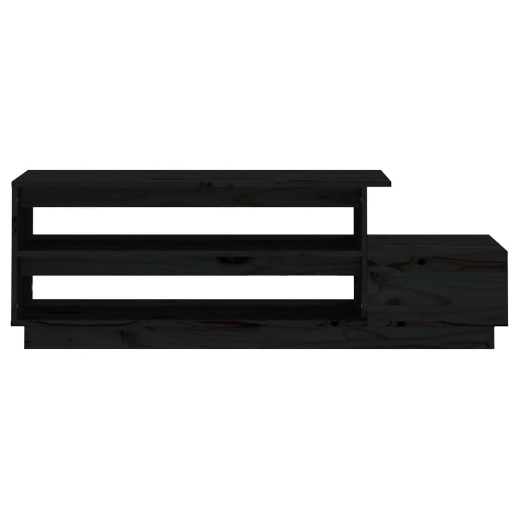 Coffee table, black, 120x50x40.5cm, solid pine wood