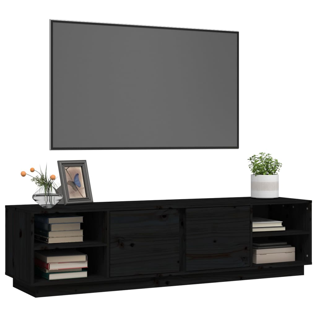 TV cabinet, black, 156x40x40cm, solid pine