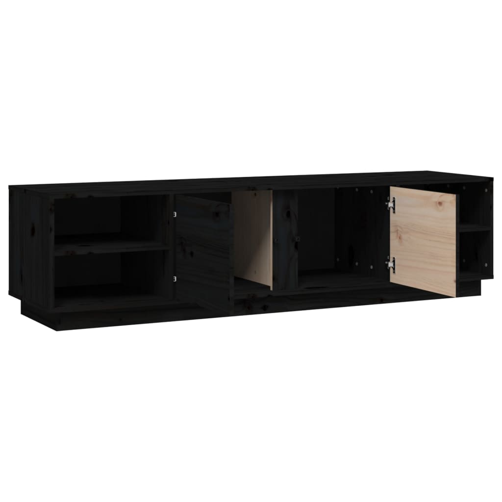 TV cabinet, black, 156x40x40cm, solid pine