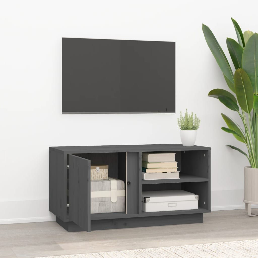 TV skapītis, pelēks, 80x35x40,5cm, priedes masīvkoks