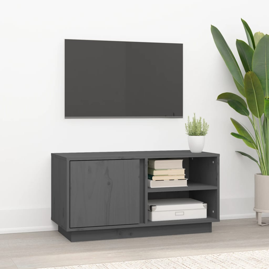 TV skapītis, pelēks, 80x35x40,5cm, priedes masīvkoks