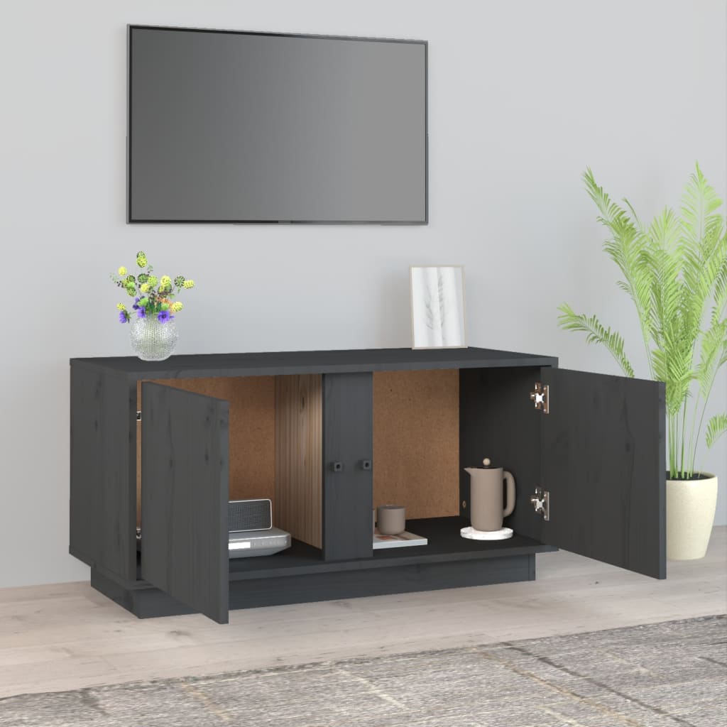 TV cabinet, gray, 80x35x40.5cm, solid pine