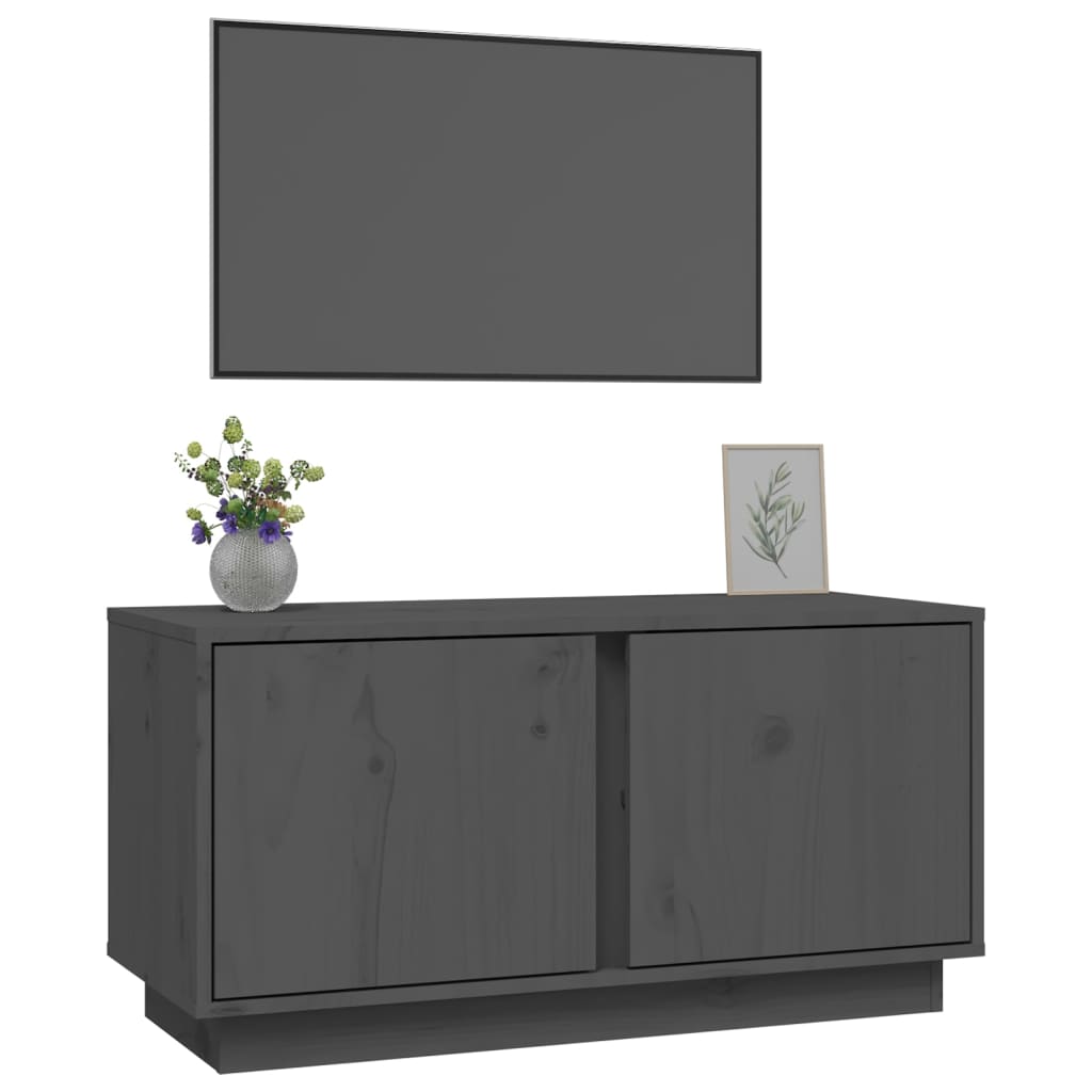 TV cabinet, gray, 80x35x40.5cm, solid pine