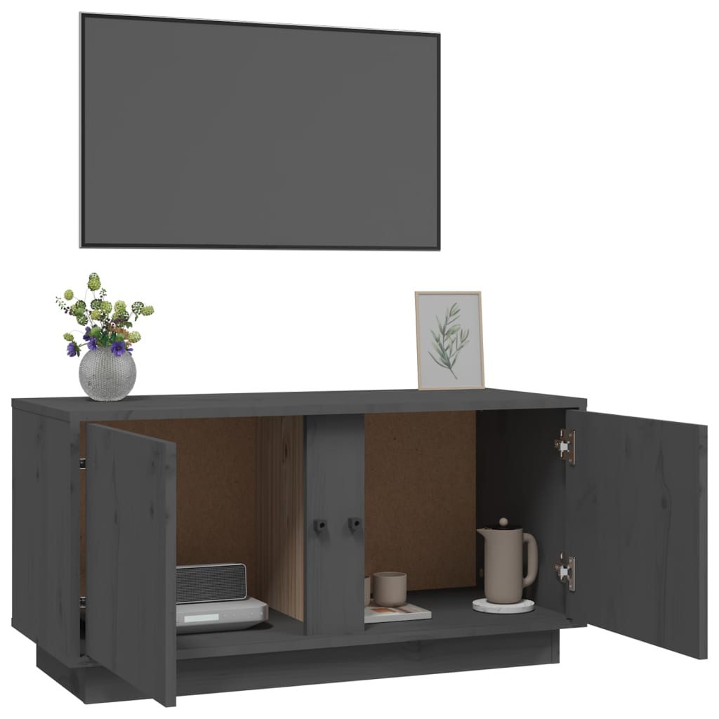 TV cabinet, gray, 80x35x40.5cm, solid pine