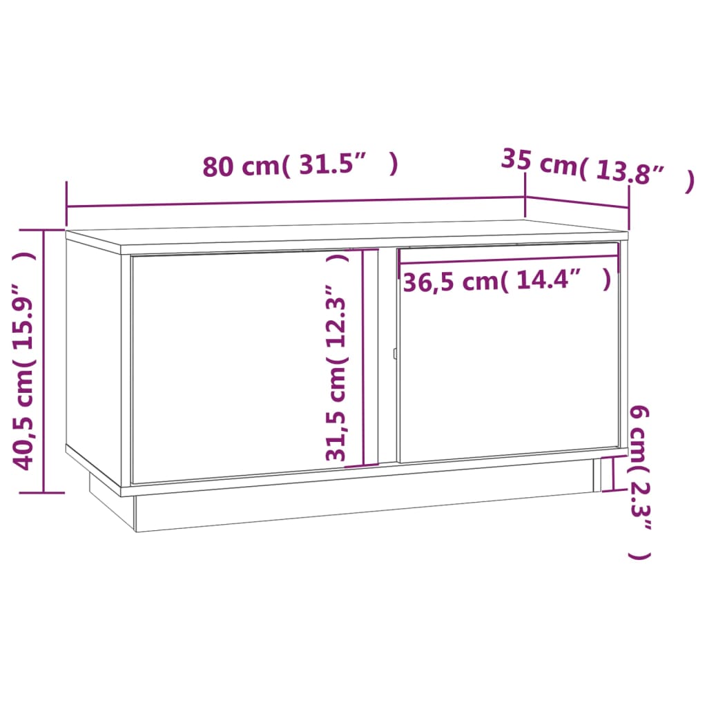 TV cabinet, gray, 80x35x40.5cm, solid pine