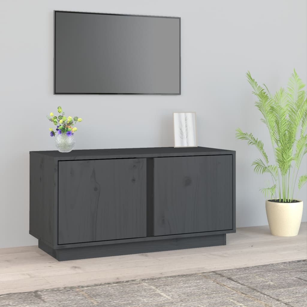 TV cabinet, gray, 80x35x40.5cm, solid pine