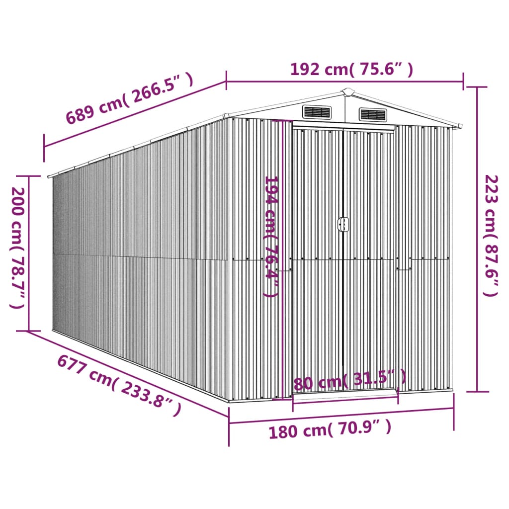 Shed BECKFORD, green, 192x689cm
