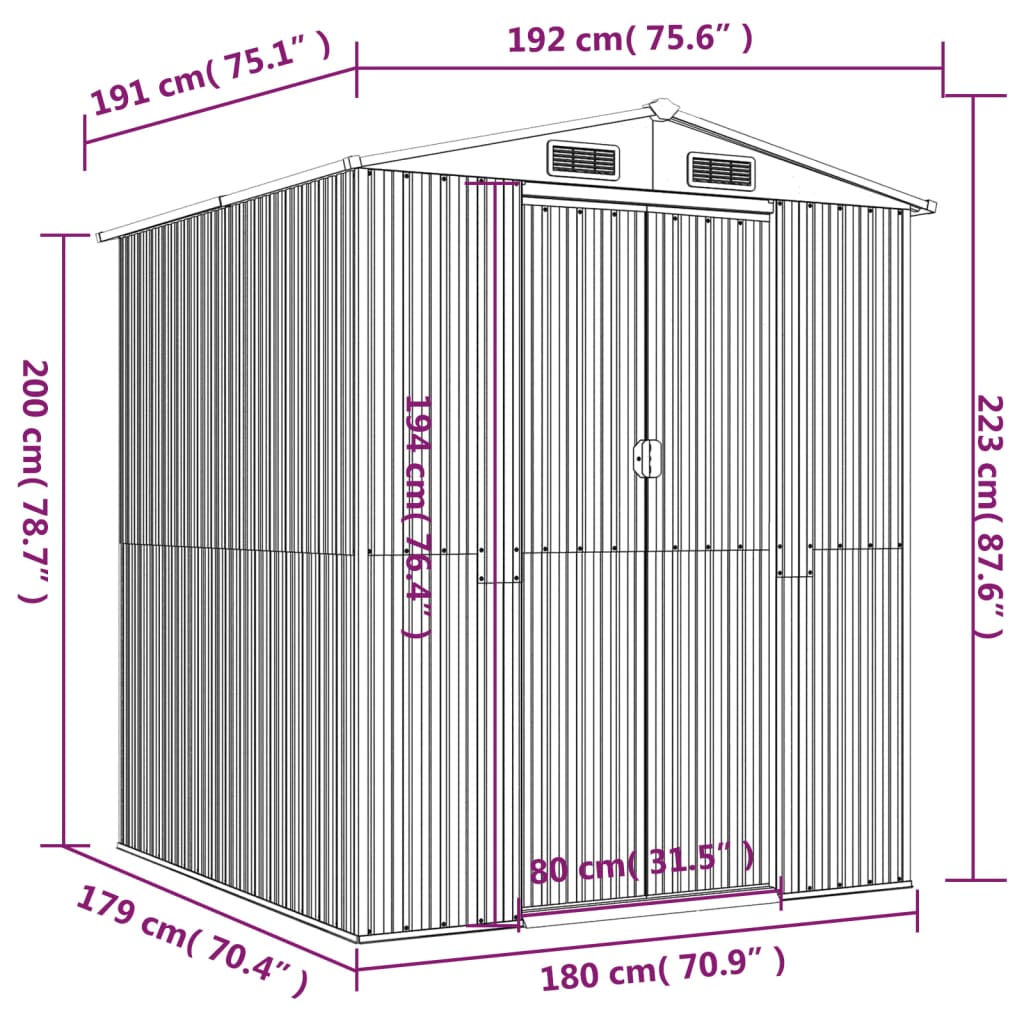 Shed BECKFORD, anthracite, 192x191cm