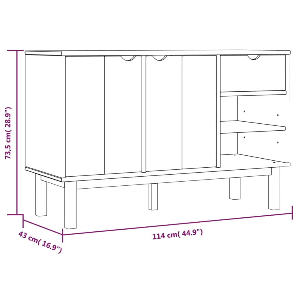 OTTA Sideboard, 114x43x73.5cm, solid pine