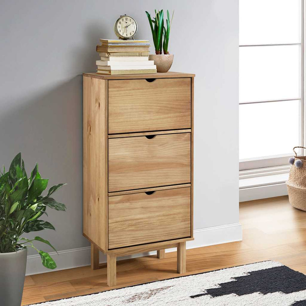 Shoe cabinet with 3 drawers OTTA, brown, solid pine