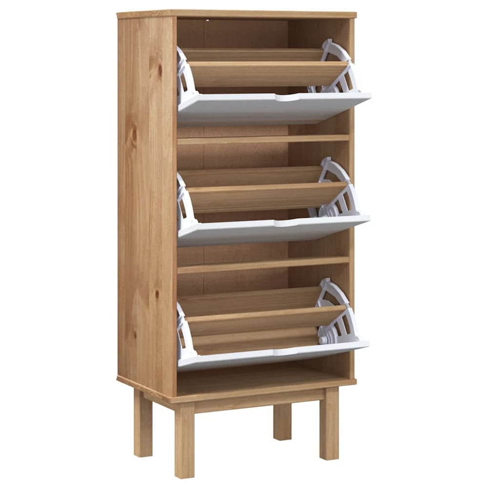 Shoe cabinet with 3 drawers OTTA, brown/white, solid pine