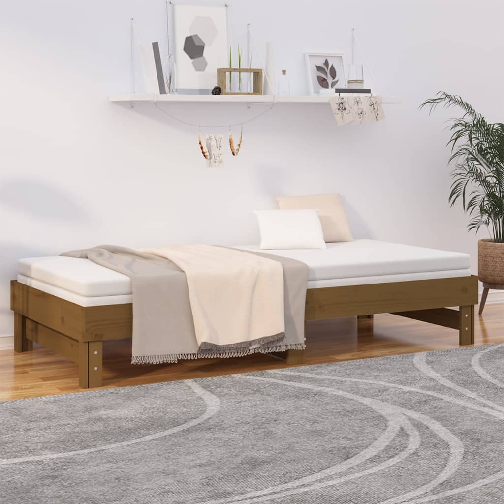 Ištraukiama lova, medaus ruda, 2x(80x200)cm, pušies masyvas
