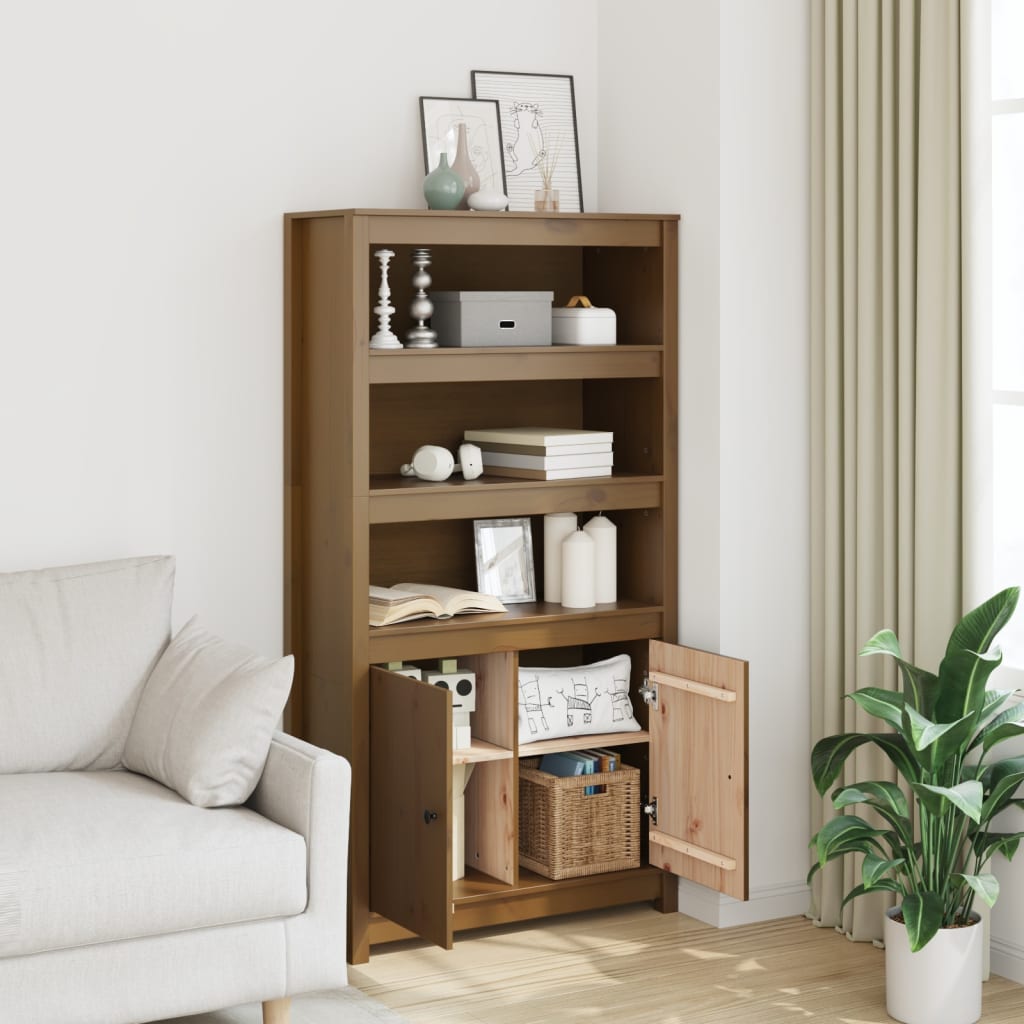 Chest of 4 drawers, honey brown, 80x35x154cm, solid pine