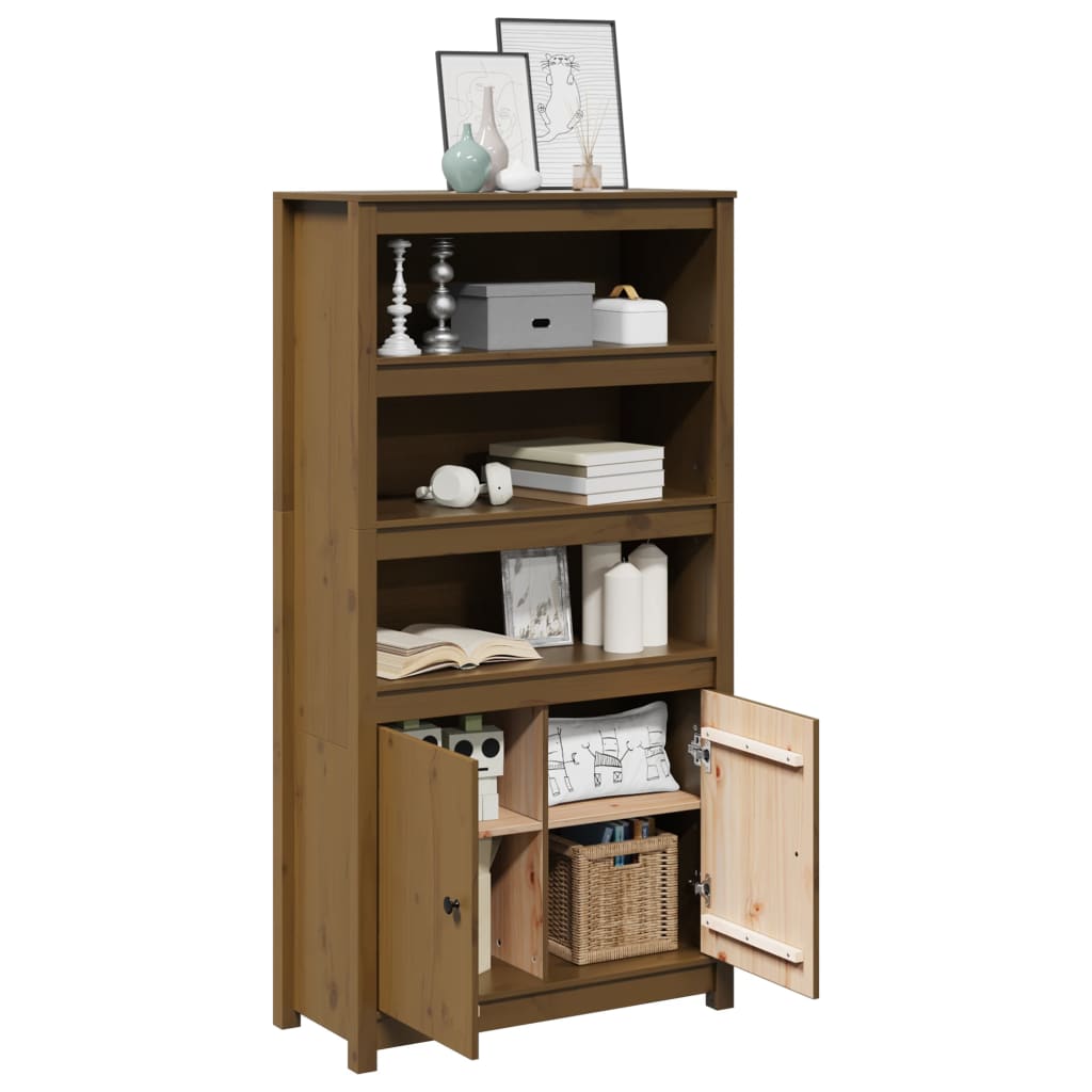 Chest of 4 drawers, honey brown, 80x35x154cm, solid pine