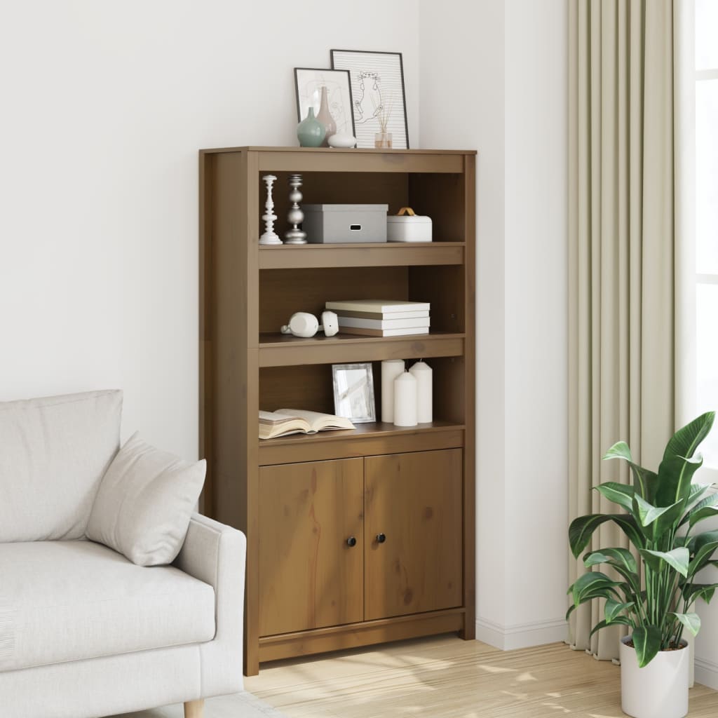 Chest of 4 drawers, honey brown, 80x35x154cm, solid pine