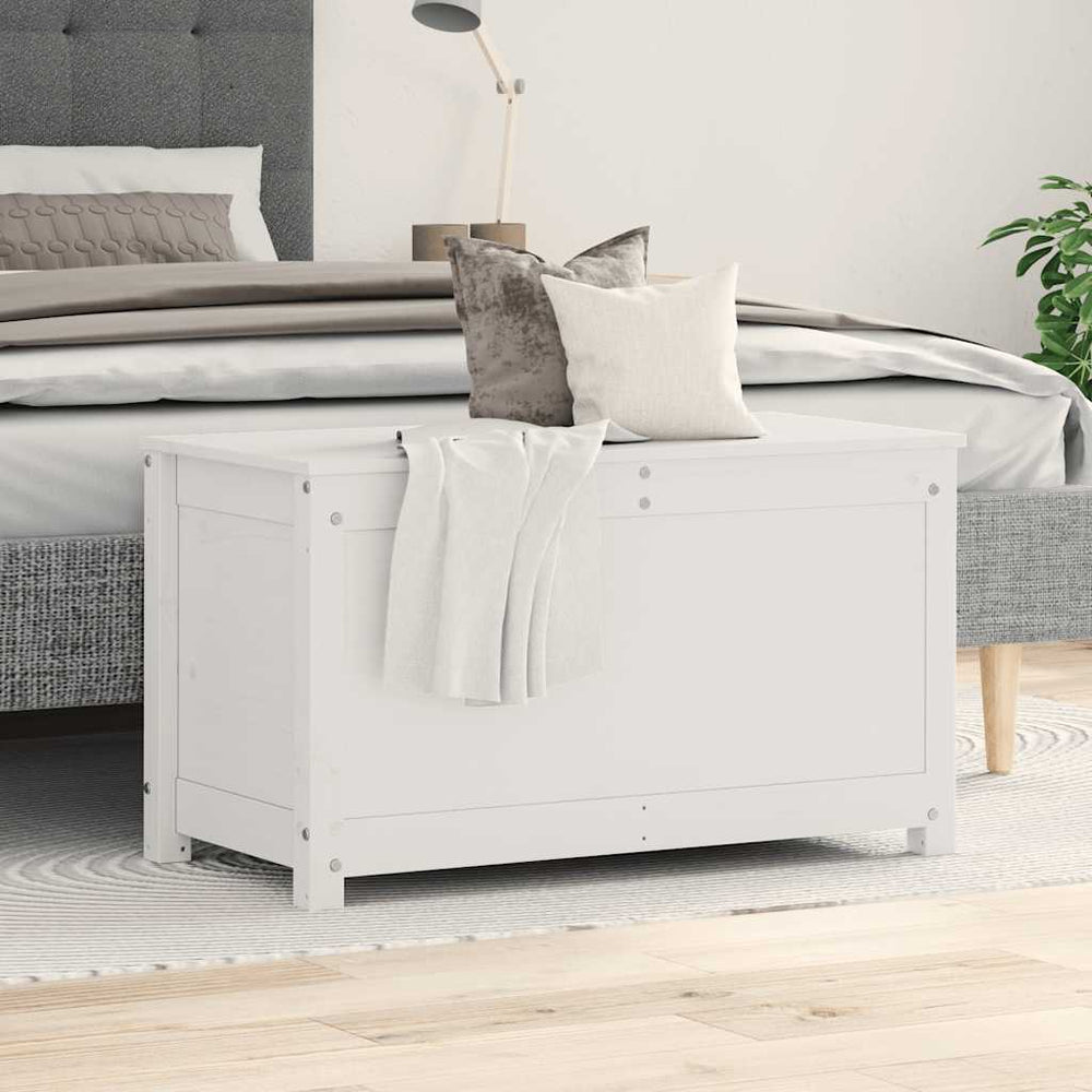 Storage box, white, 80x40x45.5cm, solid pine