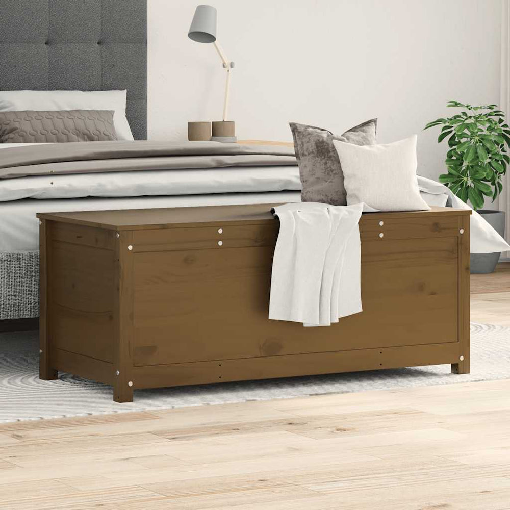 Storage box, honey brown, 110x50x45.5cm, solid pine wood