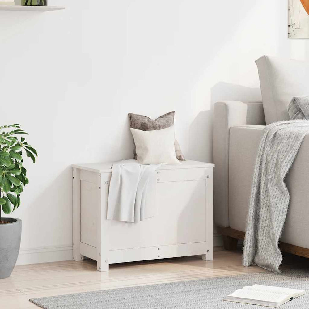 Storage box, white, 60x32x45.5cm, solid pine